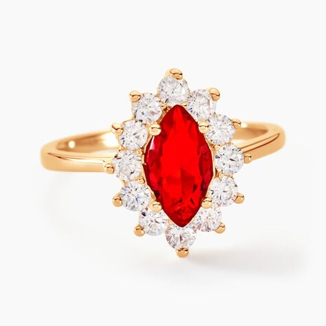 Bague Lisea Plaqu&eacute; Or Jaune Verre Et Oxyde De Zirconium - Bagues solitaires Femme | Histoire d&rsquo;Or