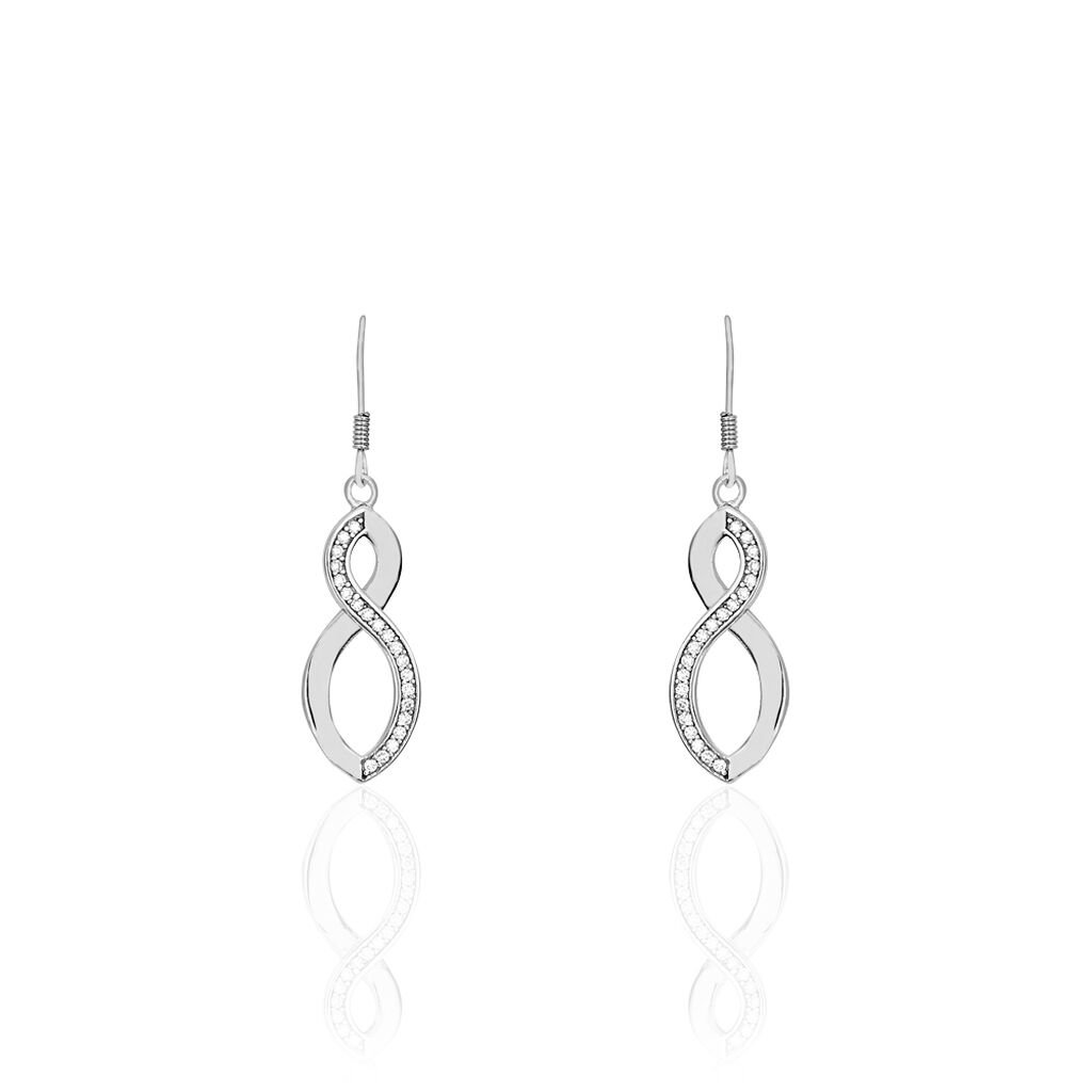 Boucles D'oreilles Pendantes Odile Argent Blanc Oxyde De Zirconium - Boucles d'oreilles fantaisie Femme | Histoire d&rsquo;Or
