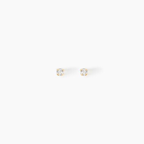 Boucles D'oreilles Puces Pepita Or Jaune Oxyde De Zirconium - Clous d'oreilles Famille | Histoire d’Or
