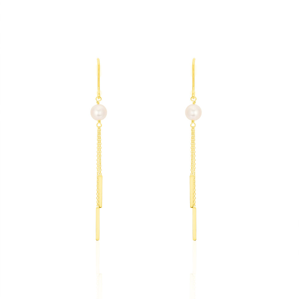 Boucles D’oreilles Pendantes Salman Or Jaune Perle De Culture