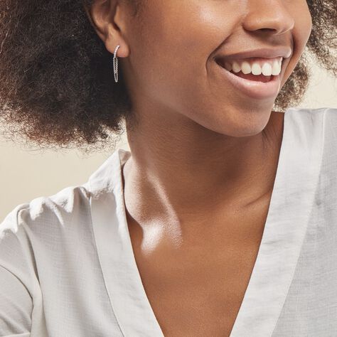 Créoles Argent Blanc Ibai Oxydes De Zirconium - Boucles d'oreilles créoles Femme | Histoire d’Or