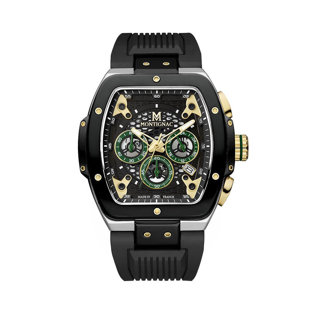 Montre Montignac Tonneau Chrono Noir - Montres Homme | Histoire d&rsquo;Or
