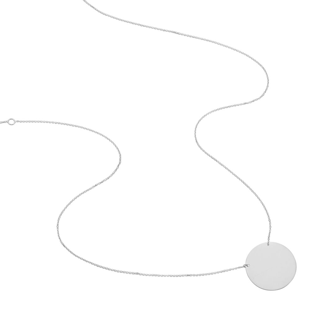 Collier Pastille Gravable Or Blanc - Cadeaux de naissance Femme | Histoire d’Or