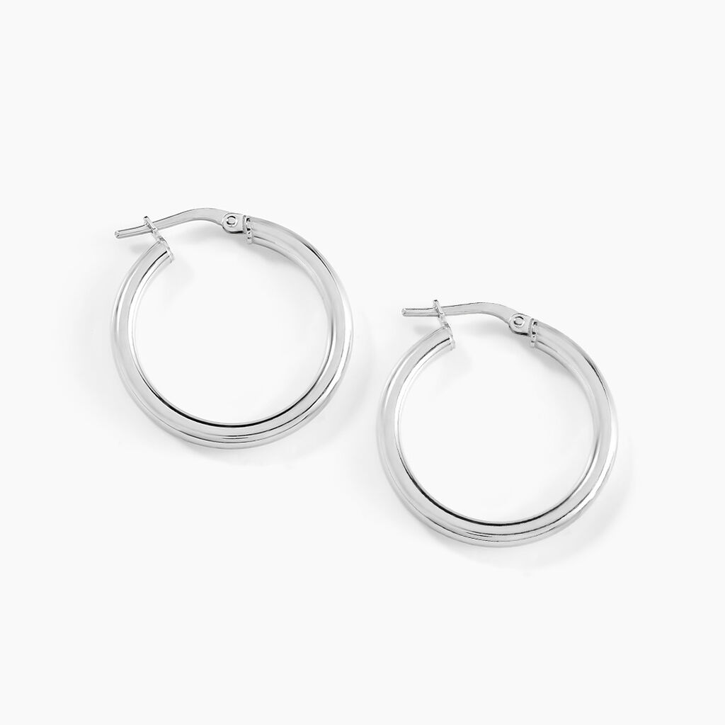 Créoles Argent Blanc Anne - Boucles d'oreilles créoles Femme | Histoire d’Or