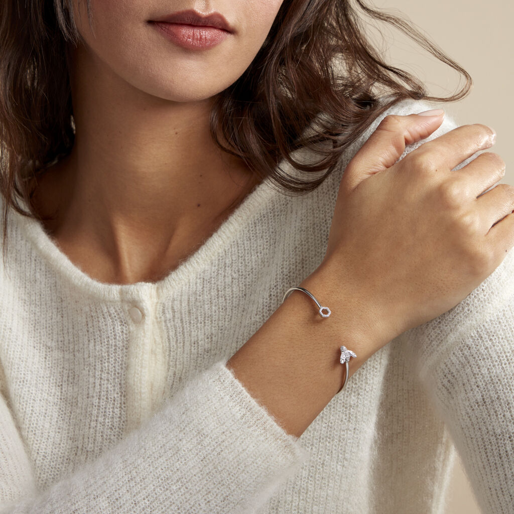 Bracelet Jonc Argent Blanc Bee Good Oxyde De Zirconium - Bracelets joncs Femme | Histoire d’Or