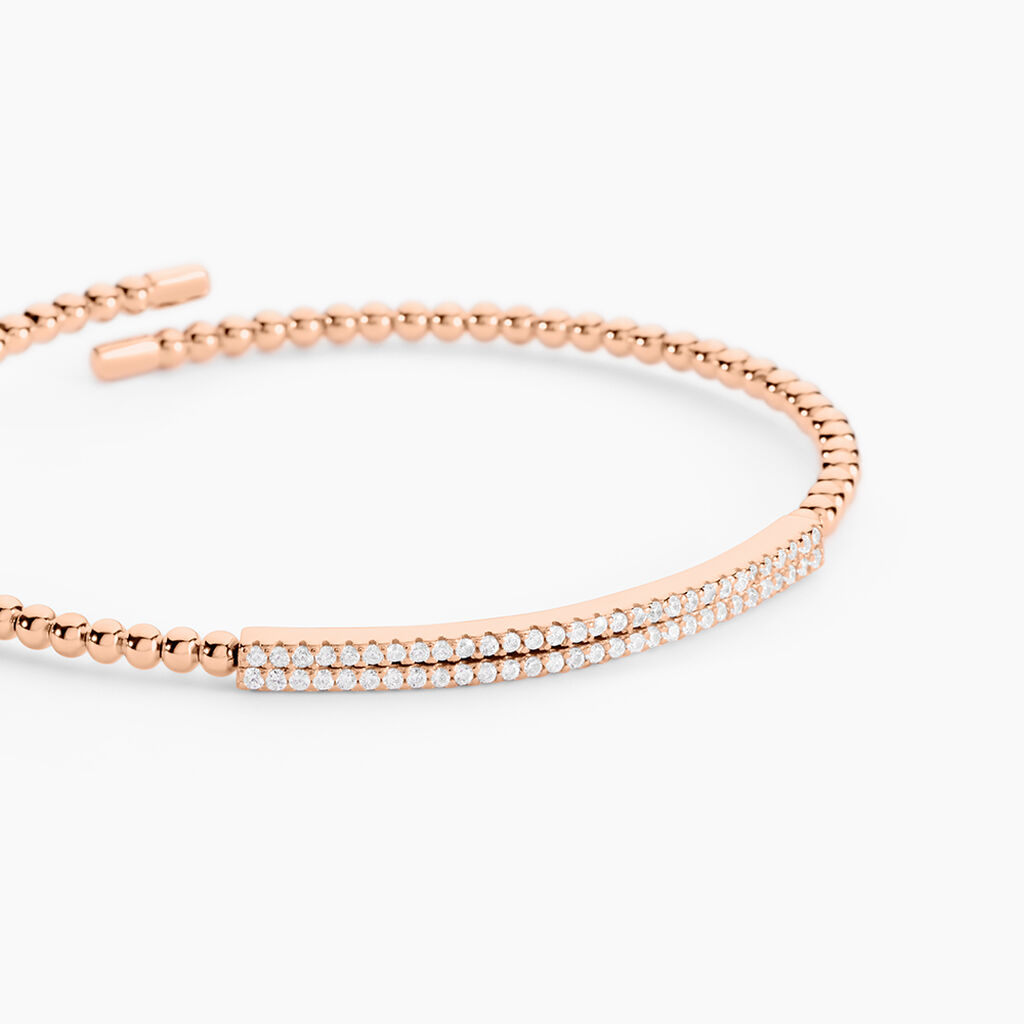 Bracelet Jonc Fuerza Argent Rose Oxyde De Zirconium - Bracelets joncs Femme | Histoire d&rsquo;Or