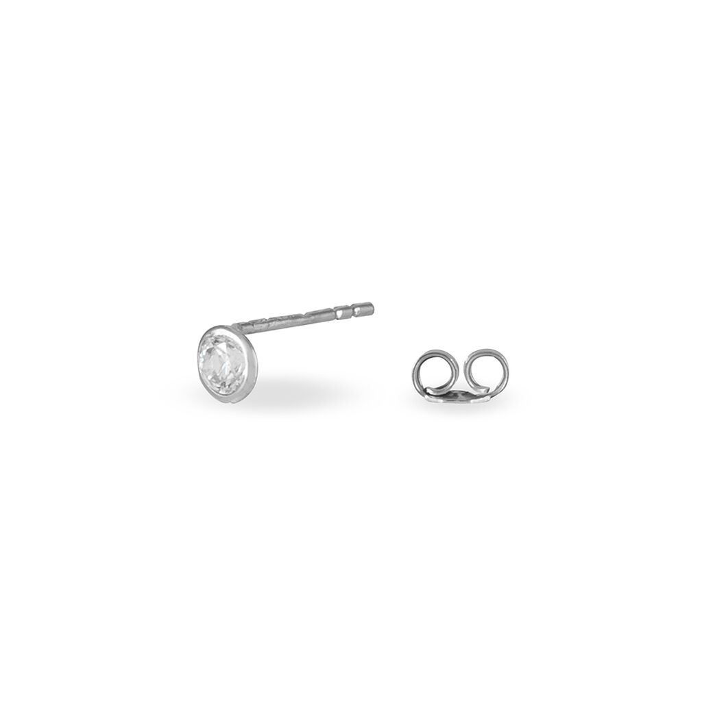 Boucles D'oreilles Puces Daria Serti Clos Or Blanc Oxyde De Zirconium - Clous d'oreilles Femme | Histoire d’Or