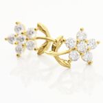 Boucles D'oreilles Puces Jabin Fleur Or Jaune Oxyde De Zirconium - Clous d'oreilles Famille | Histoire d&rsquo;Or