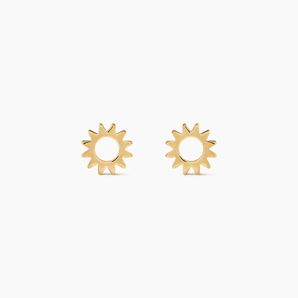 Boucles D'Oreilles Puces Sunlight Argent Dor&eacute; A L'Or 750/1000 - Boucles d'oreilles fantaisie Femme | Histoire d&rsquo;Or