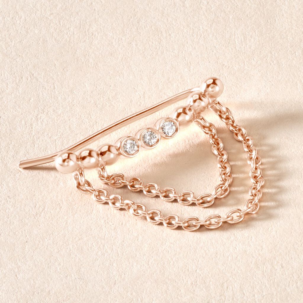Bijou D'oreille Unitaire Katelyn Argent Rose Oxyde De Zirconium - Boucles d'oreilles fantaisie Femme | Histoire d’Or