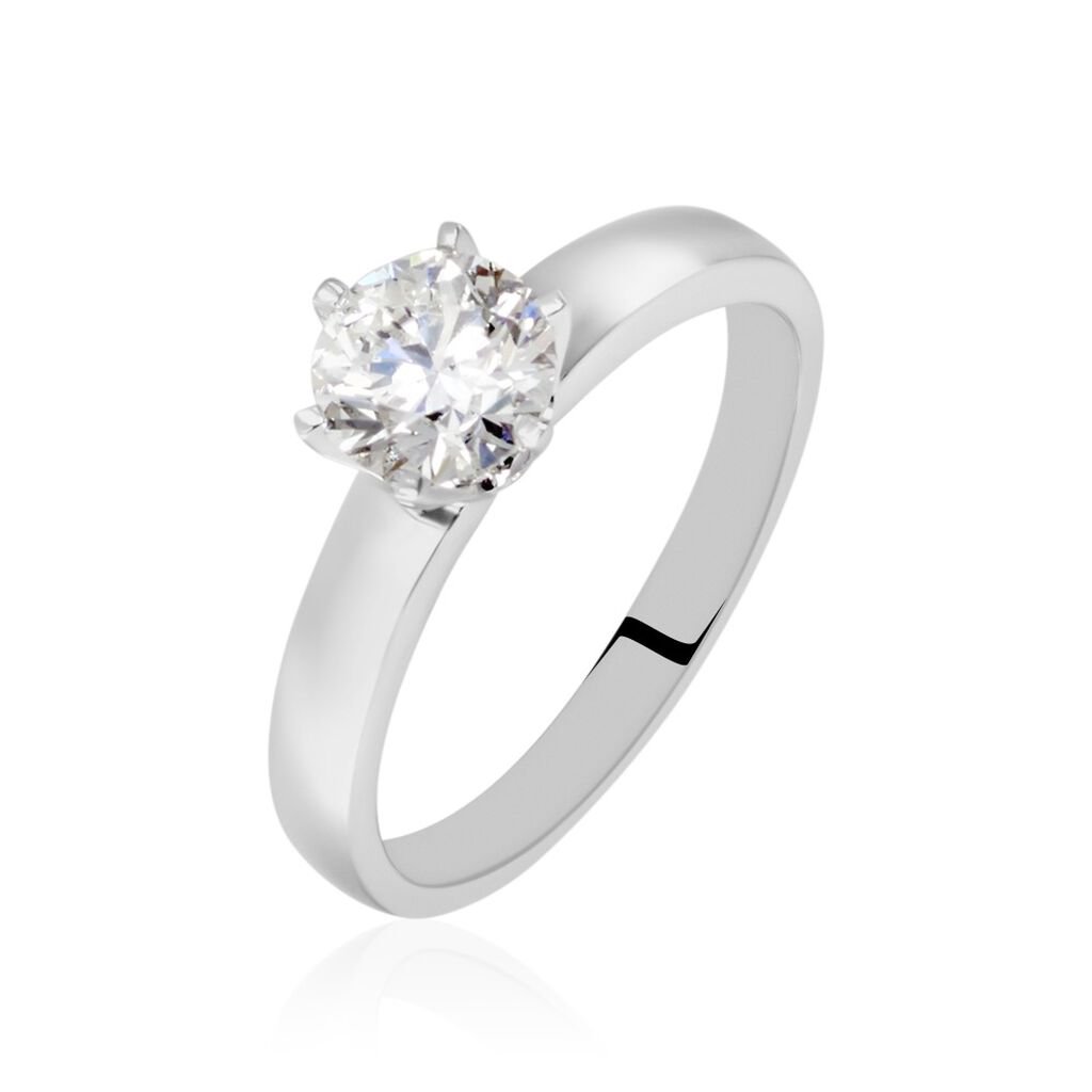 Bague Solitaire Natalia Or Blanc Diamant Synthetique - Bagues solitaires Femme | Histoire d&rsquo;Or