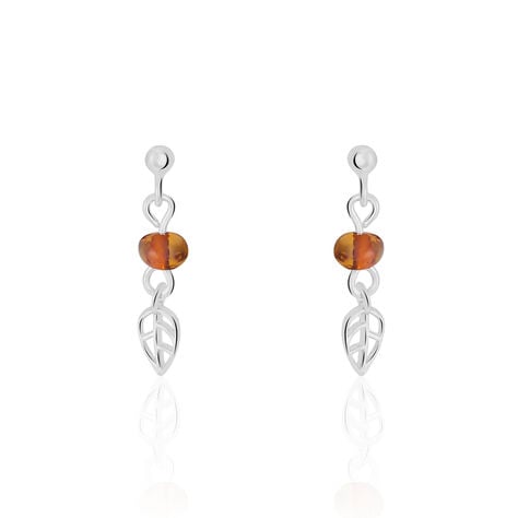 Boucles D'oreilles Pendantes Nolana Argent Blanc Ambre - Boucles d'oreilles fantaisie Femme | Histoire d&rsquo;Or