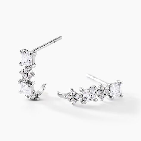 Créoles Marquis Or Blanc Oxyde De Zirconium - Boucles d'oreilles créoles Femme | Histoire d’Or