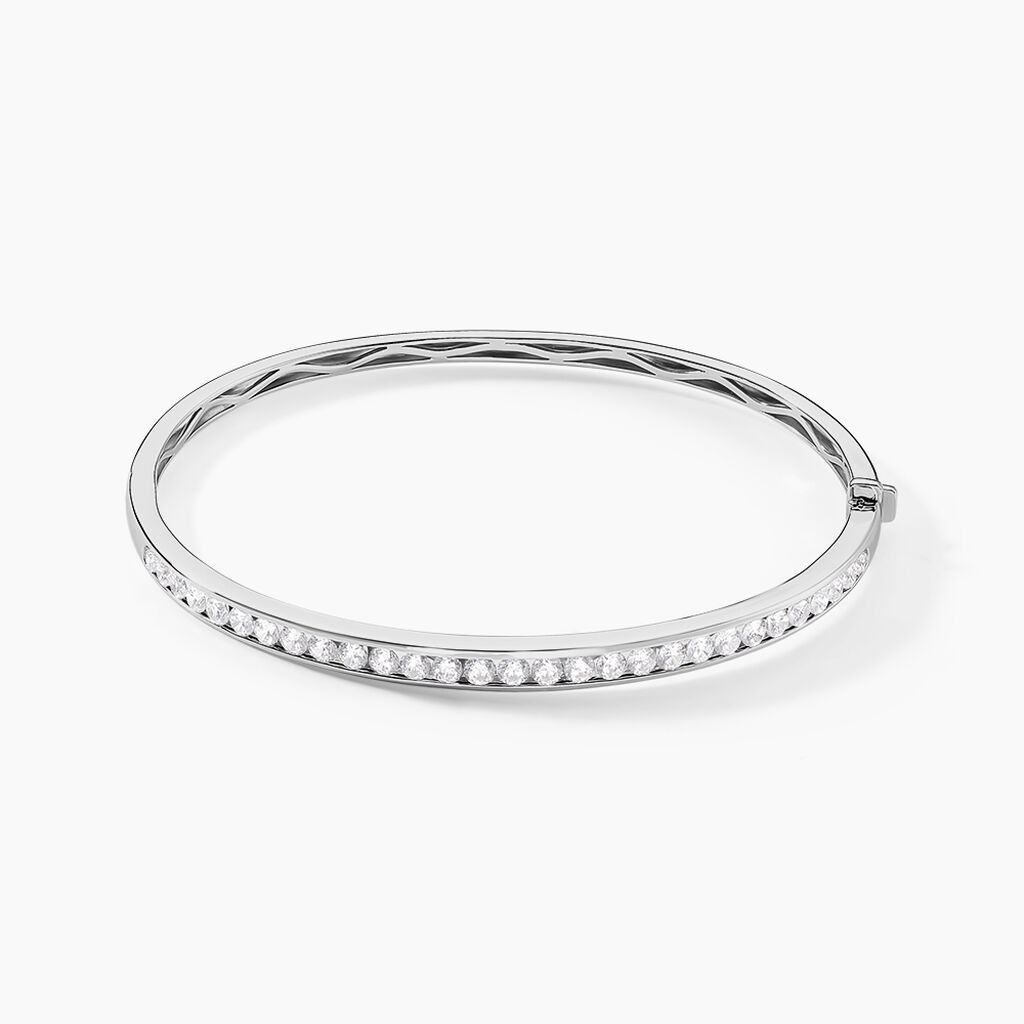 Bracelet Jonc Alane Or Blanc Oxyde De Zirconium - Bracelets joncs Femme | Histoire d&rsquo;Or