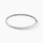 Bracelet Jonc Alane Or Blanc Oxyde De Zirconium - Bracelets joncs Femme | Histoire d&rsquo;Or