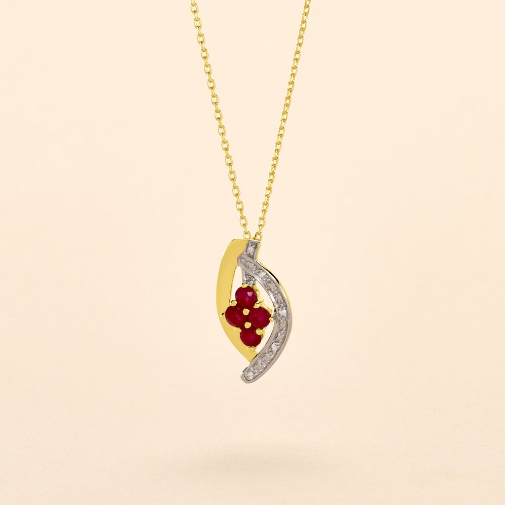 Collier Hoela Or Jaune Diamant Et Rubis - Colliers Femme | Histoire d&rsquo;Or