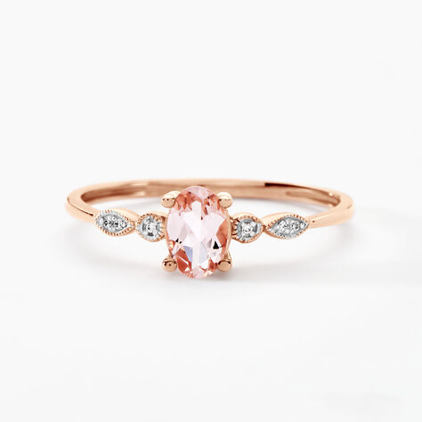 Bague Antonia Or Rose Morganite Et Oxyde De Zirconium - Bagues avec pierre Femme | Histoire d’Or