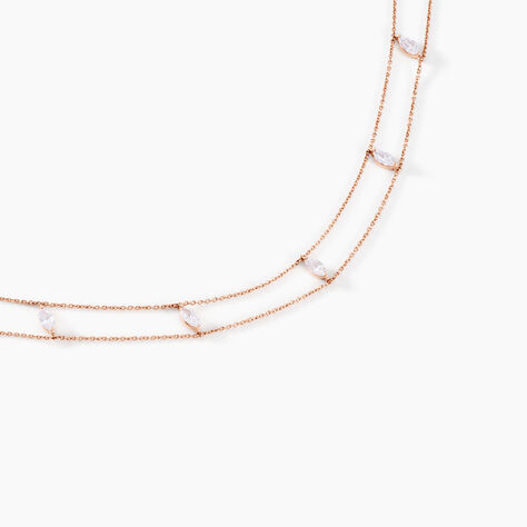 Collier Navette Argent Rose Oxyde De Zirconium - Ras de cou Femme | Histoire d’Or