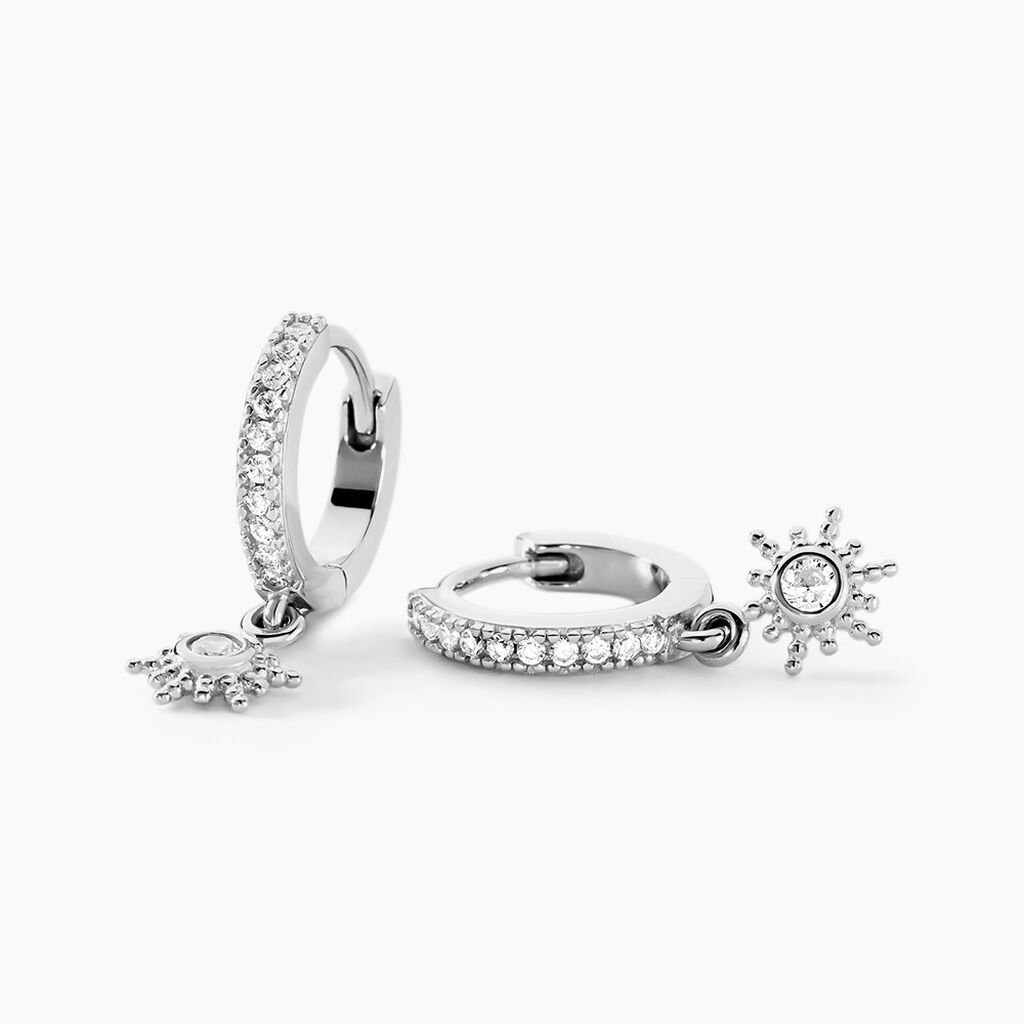 Créoles Ninette Argent Blanc Oxyde De Zirconium - Boucles d'oreilles créoles Femme | Histoire d’Or
