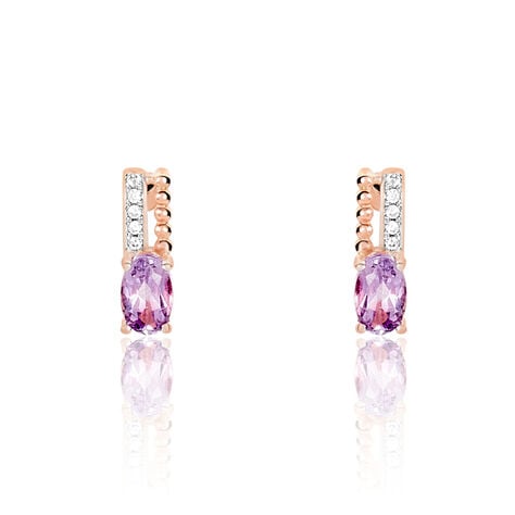 Boucles D'oreilles Pendantes Frannie Or Rose Amethyste Et Oxyde - Boucles d'oreilles pendantes Femme | Histoire d&rsquo;Or