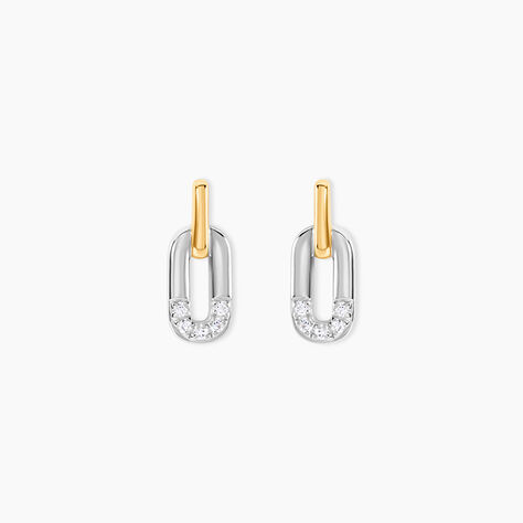 Boucles D'Oreilles Puces Or Jaune Argent Blanc Oxyde De Zirconium - Clous d'oreilles Femme | Histoire d&rsquo;Or
