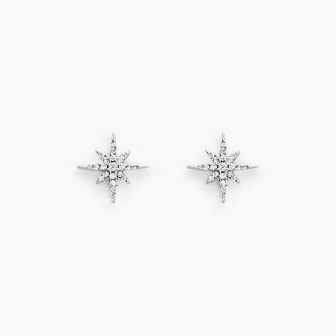 Boucles D'oreilles Puces Lysianne Argent Blanc Oxyde De Zirconium - Boucles d'oreilles fantaisie Femme | Histoire d&rsquo;Or