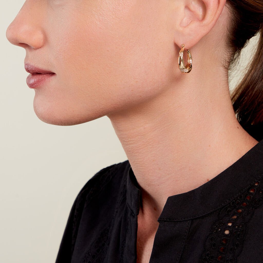 Cr&eacute;oles Olynda Plaqu&eacute; Or Dor&eacute; Oxyde De Zirconium - Boucles d'oreilles cr&eacute;oles Femme | Histoire d&rsquo;Or