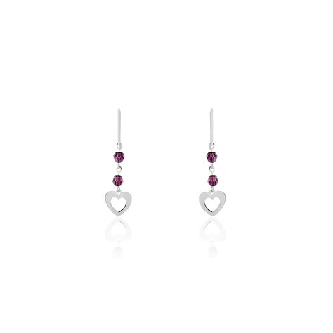 Boucles D'oreilles Pendantes Hazan Argent Blanc Pierre De Synthese - Boucles d'Oreilles Coeur Femme | Histoire d’Or