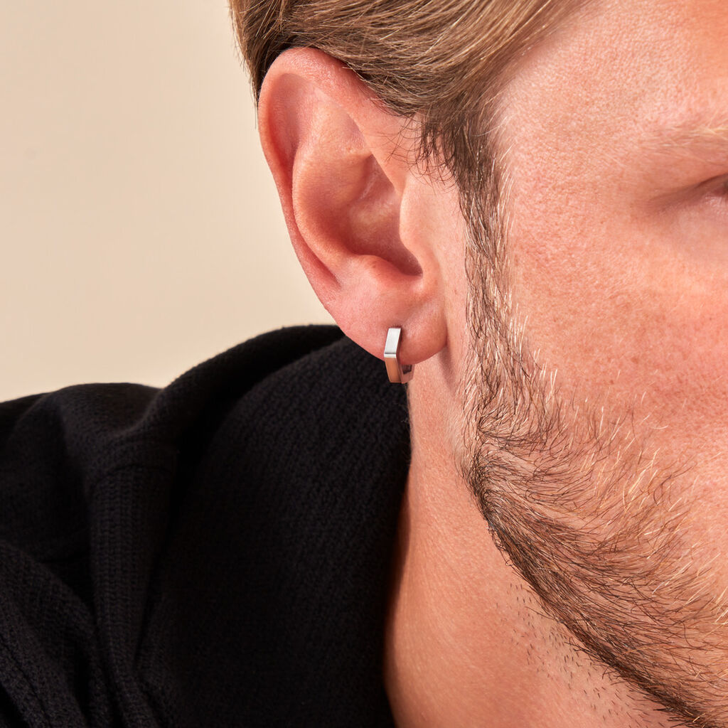 Créole Unitaire Albany Acier Blanc - Boucles d'oreilles créoles Homme | Histoire d’Or
