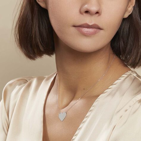 Collier Coeur Gravable Or Blanc - Cadeaux de naissance Femme | Histoire d’Or