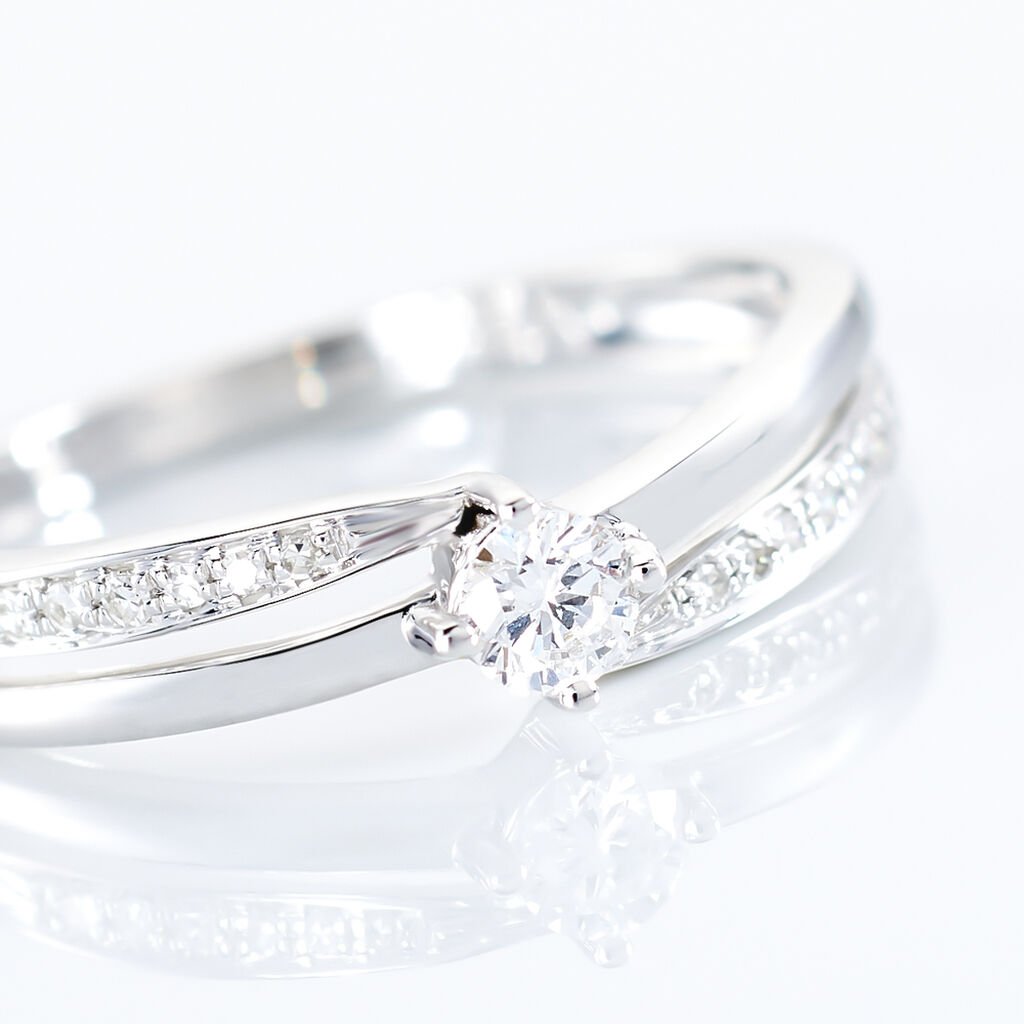 Bague Selene Or Blanc Diamant - Bagues solitaires Femme | Histoire d’Or