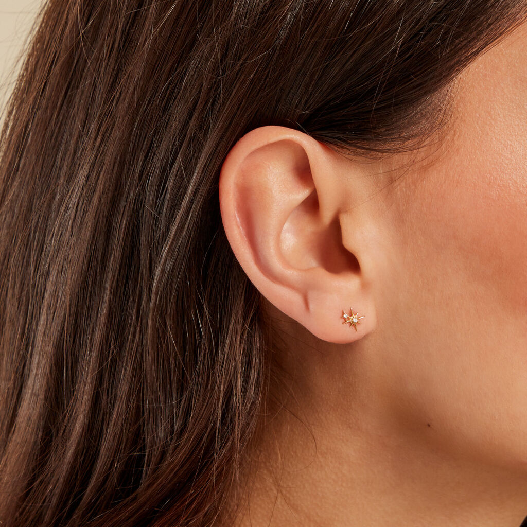 Boucles D'oreilles Puces Timofei Or Jaune Oxyde De Zirconium - Clous d'oreilles Femme | Histoire d’Or