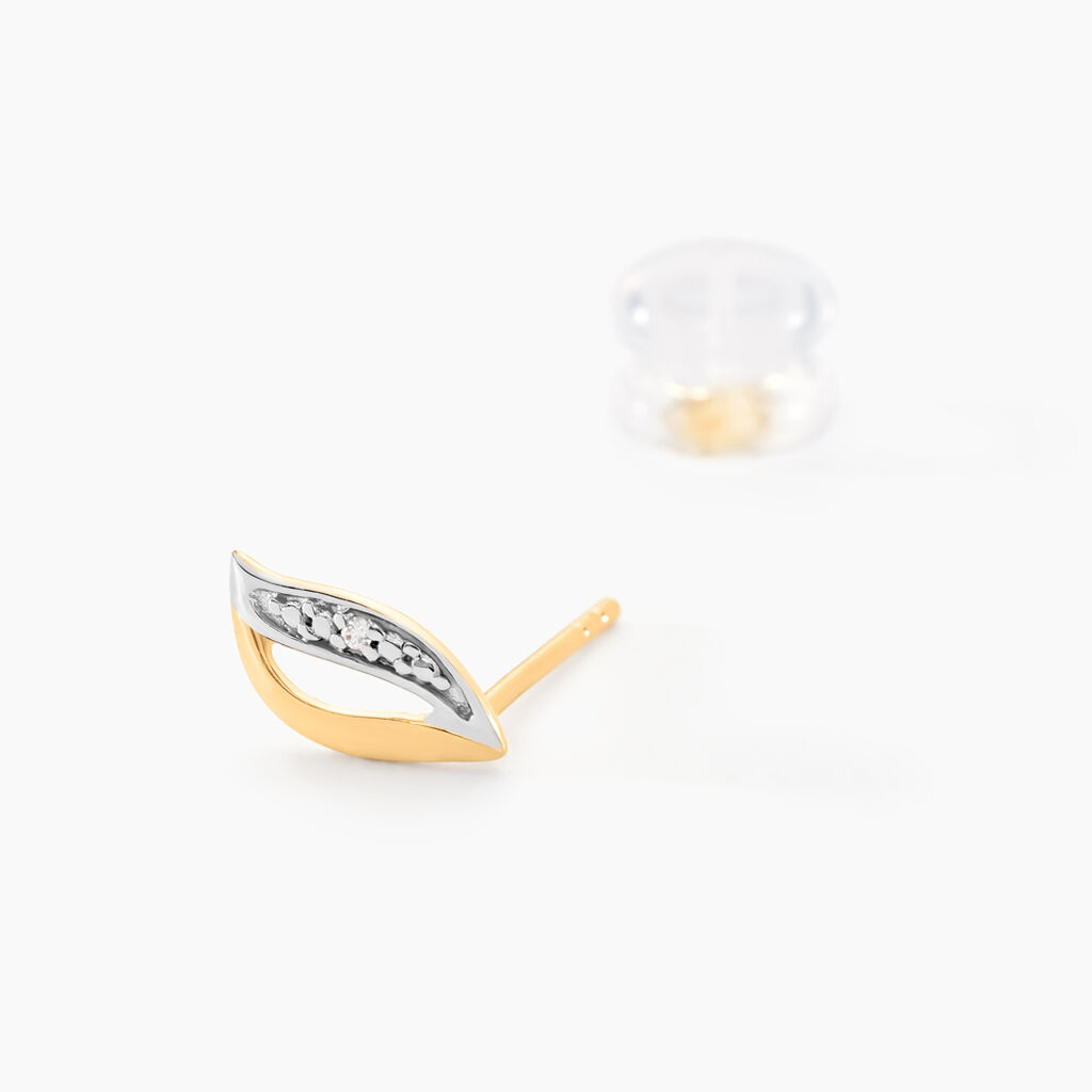 Boucles D'oreilles Puces Smeralda Or Jaune Diamant - Clous d'oreilles Femme | Histoire d’Or