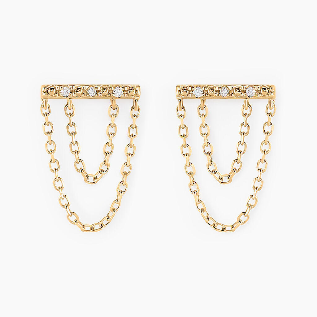 Boucles D'oreilles Puces Phile Or Jaune Diamant - Clous d'oreilles Femme | Histoire d&rsquo;Or