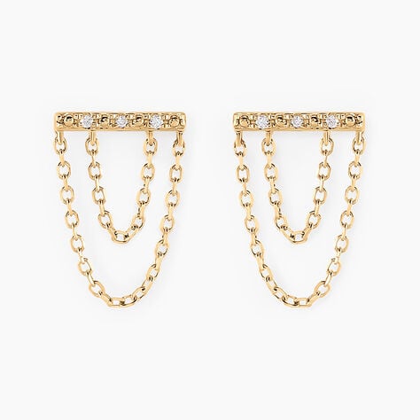 Boucles D'oreilles Puces Phile Or Jaune Diamant - Clous d'oreilles Femme | Histoire d&rsquo;Or