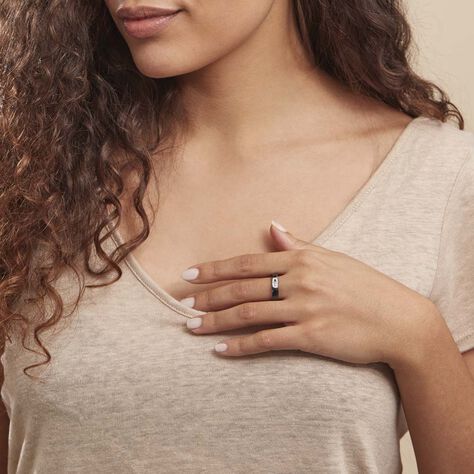 Bague Ceramik Design Argent Blanc Oxyde De Zirconium Et Céramique - Bagues avec pierre Femme | Histoire d’Or