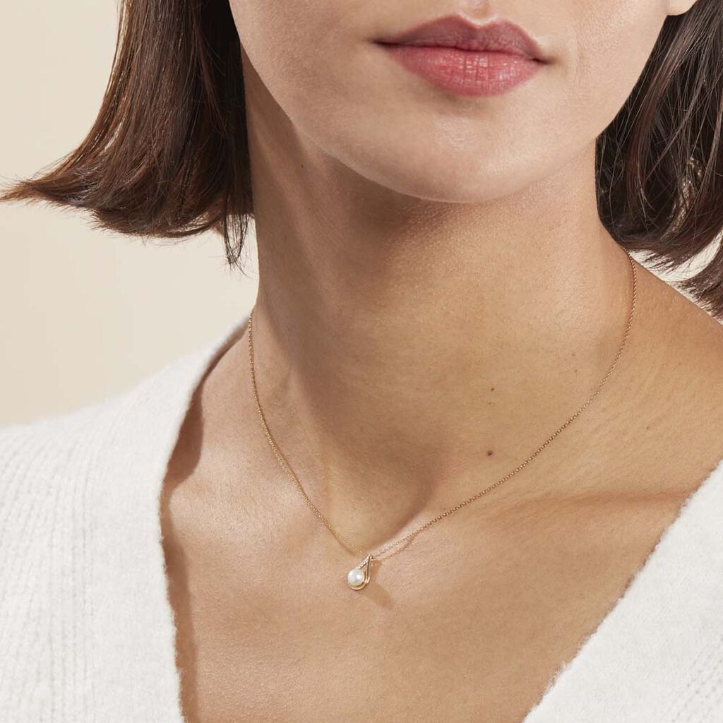 Collier Helin Or Jaune Perle De Culture Et Oxyde De Zirconium - Colliers Femme | Histoire d’Or