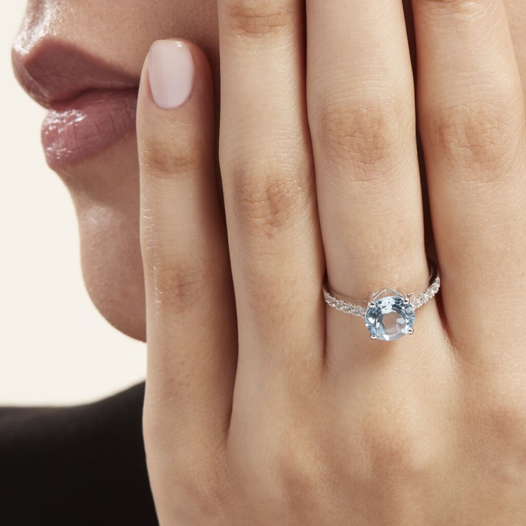 Bague Or Blanc Terese Topaze Oxydes De Zirconium - Bagues solitaires Femme | Histoire d’Or