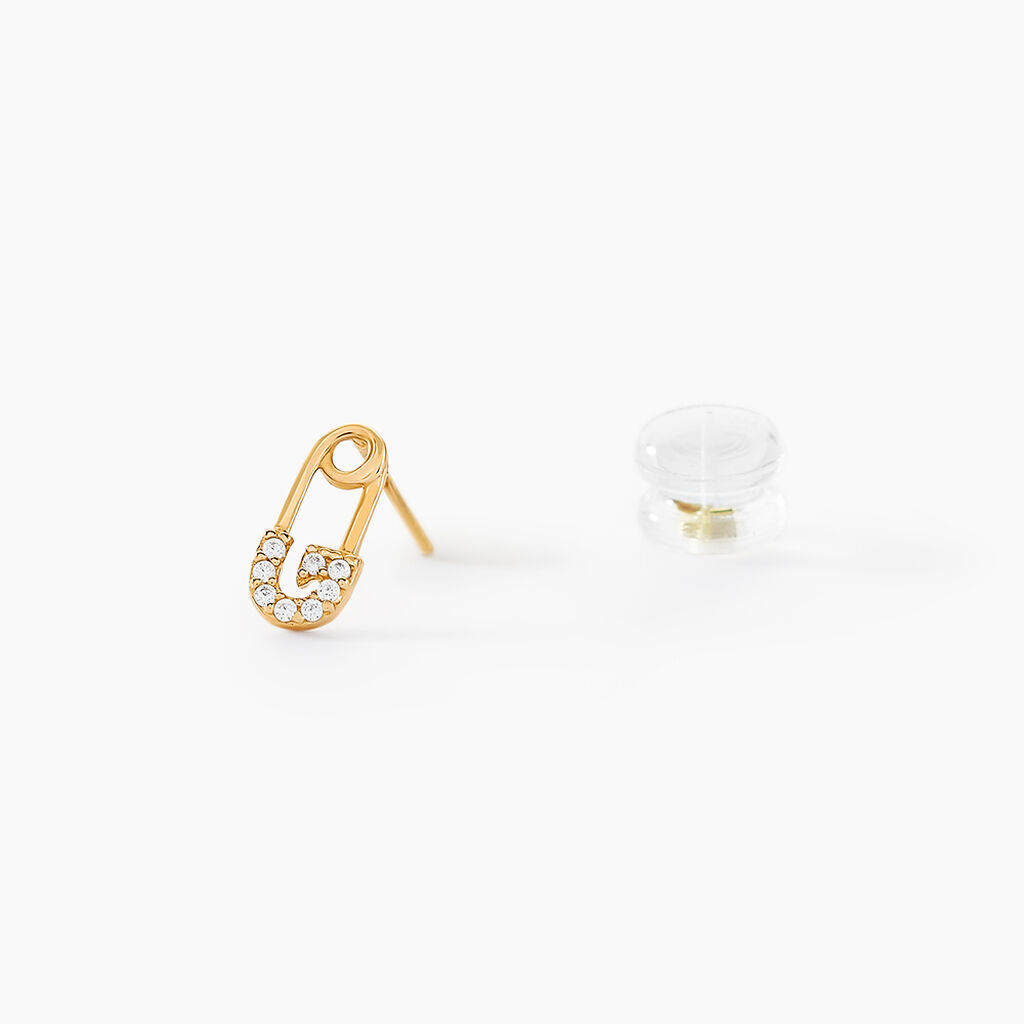 Boucles D'oreilles Puces Epiktetos Or Jaune Oxyde De Zirconium - Clous d'oreilles Femme | Histoire d’Or