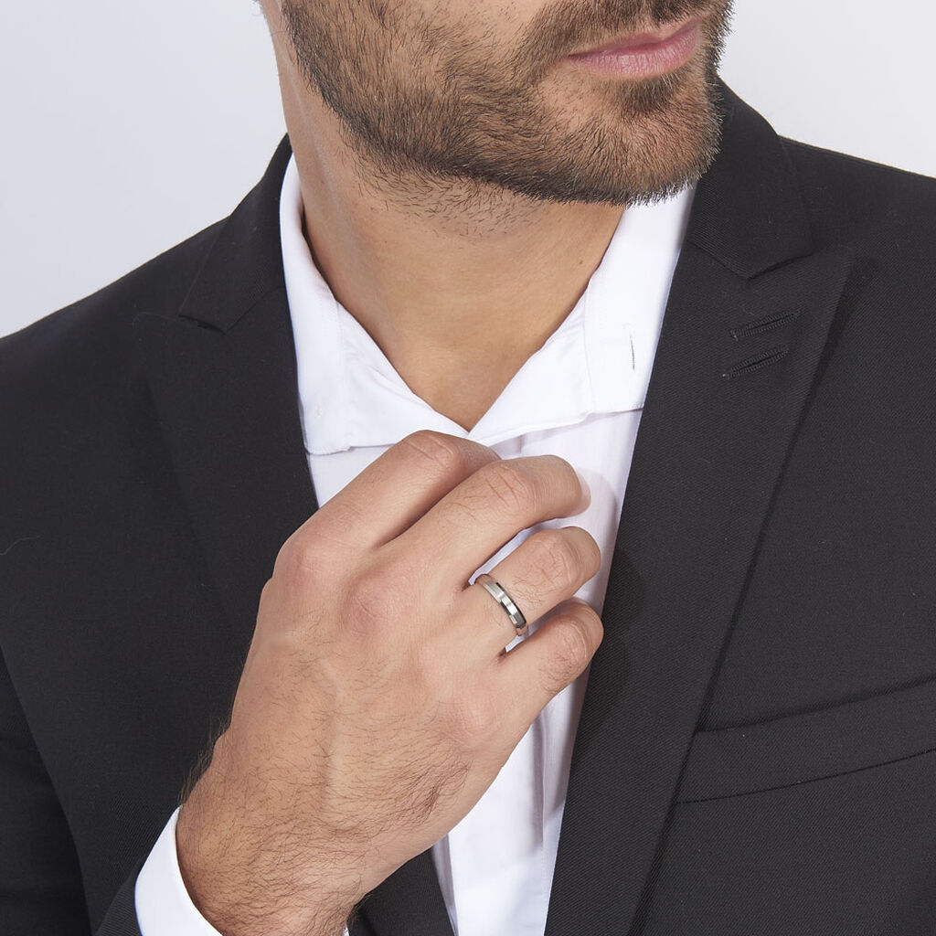 Alliance Ruban Mat Et Billant Biseautee Palladium Blanc - Alliances Homme | Histoire d’Or