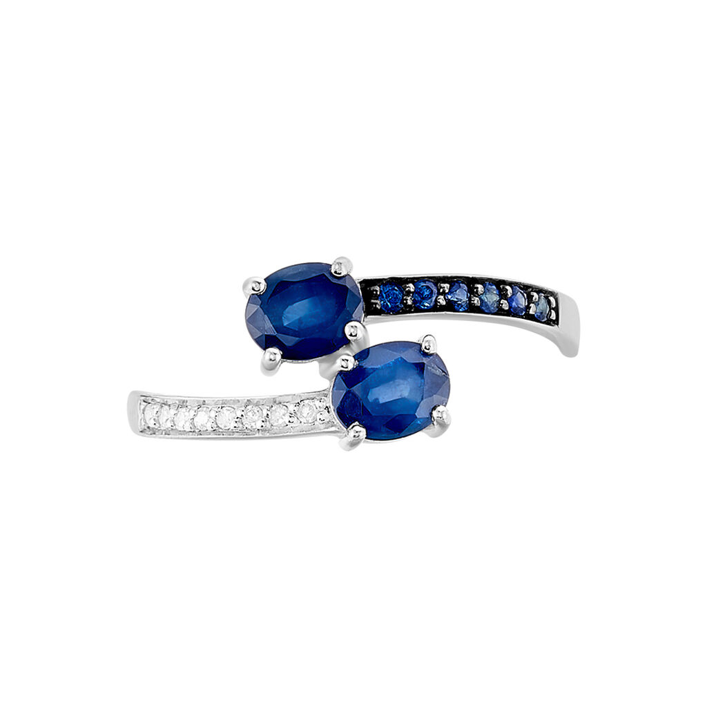 Bague Toi Et Moi Or Blanc Saphir Et Diamant - Bagues avec pierre Femme | Histoire d’Or