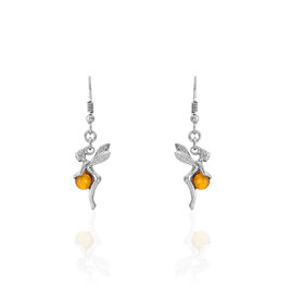 Boucles D'oreilles Pendantes Argent Blanc Abellia Ambre - Boucles d'oreilles fantaisie Femme | Histoire d’Or