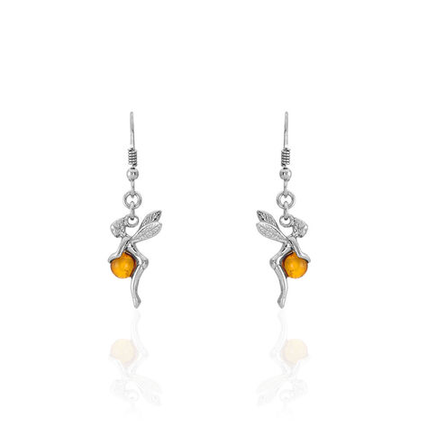 Boucles d'oreilles fantaisies lapin blanc et lune jaune