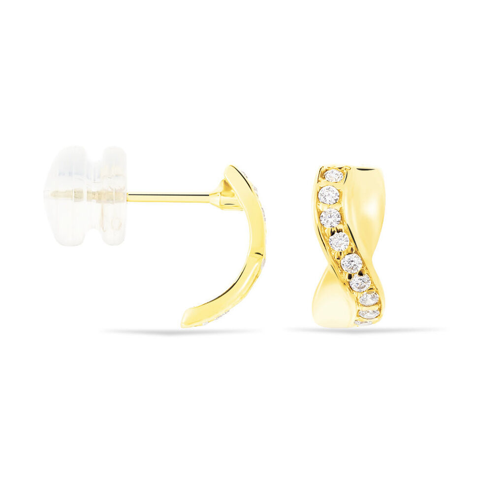 Boucles D'oreilles Izefia Rondes Or Jaune Oxyde De Zirconium - Boucles d'oreilles créoles Femme | Histoire d’Or