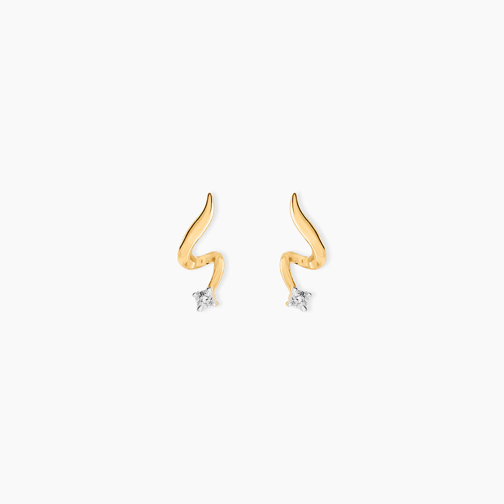 Boucles D'Oreilles Puces Zsofia Or Jaune Diamant - Clous d'oreilles Femme | Histoire d’Or