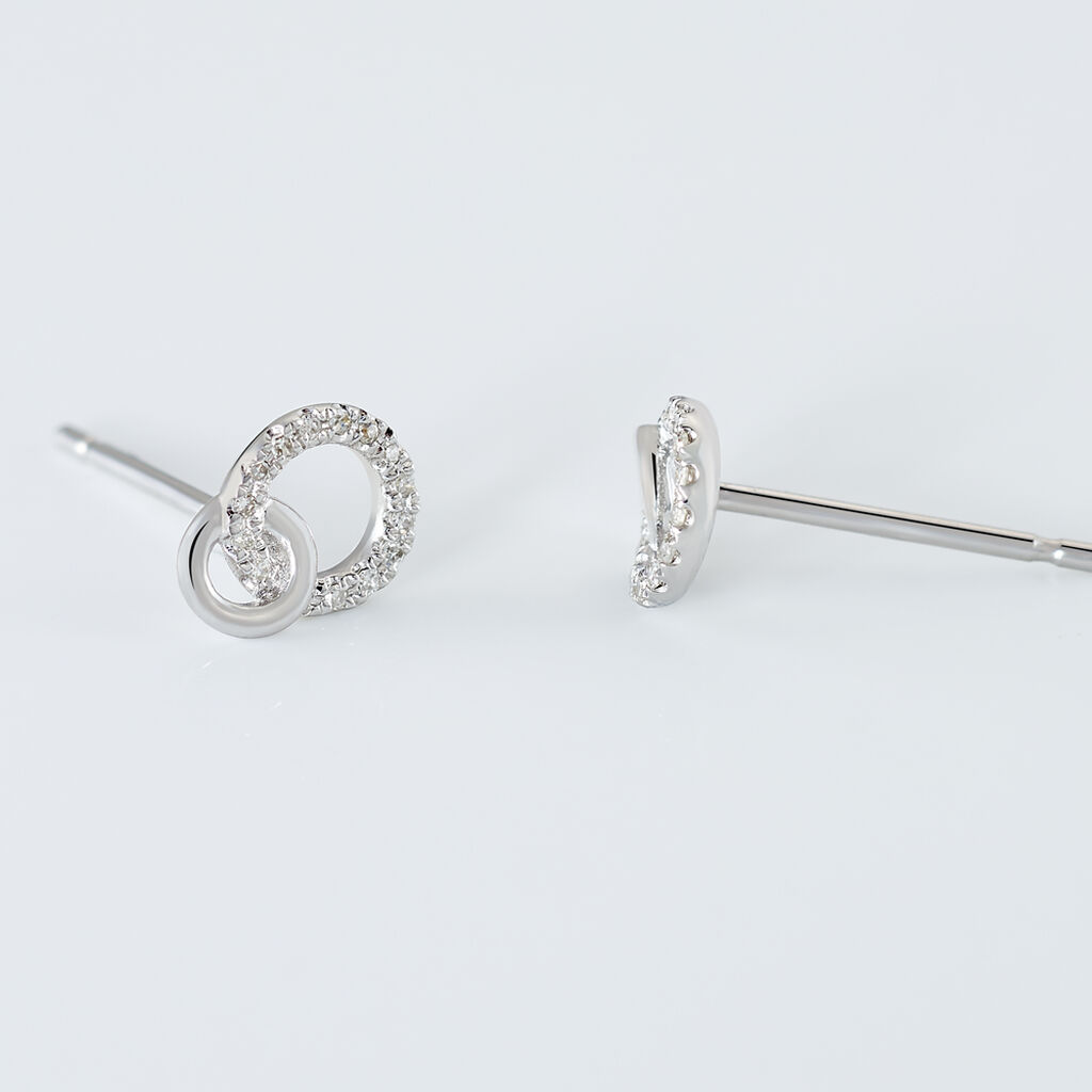 Boucles D'oreilles Puces Mahaut Or Blanc Diamant - Clous d'oreilles Femme | Histoire d’Or