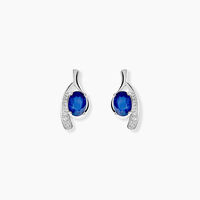 Bijoux D'oreilles Emotion Or Blanc Saphir Diamant