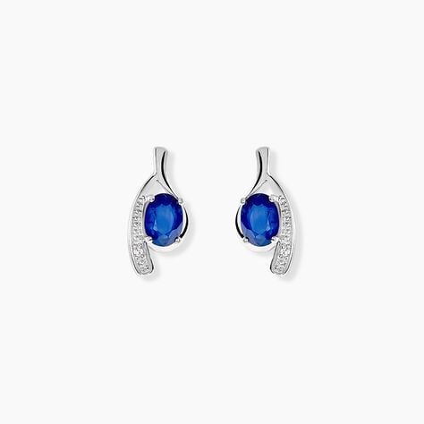 Bijoux D'oreilles Emotion Or Blanc Saphir Diamant - Clous d'oreilles Femme | Histoire d’Or