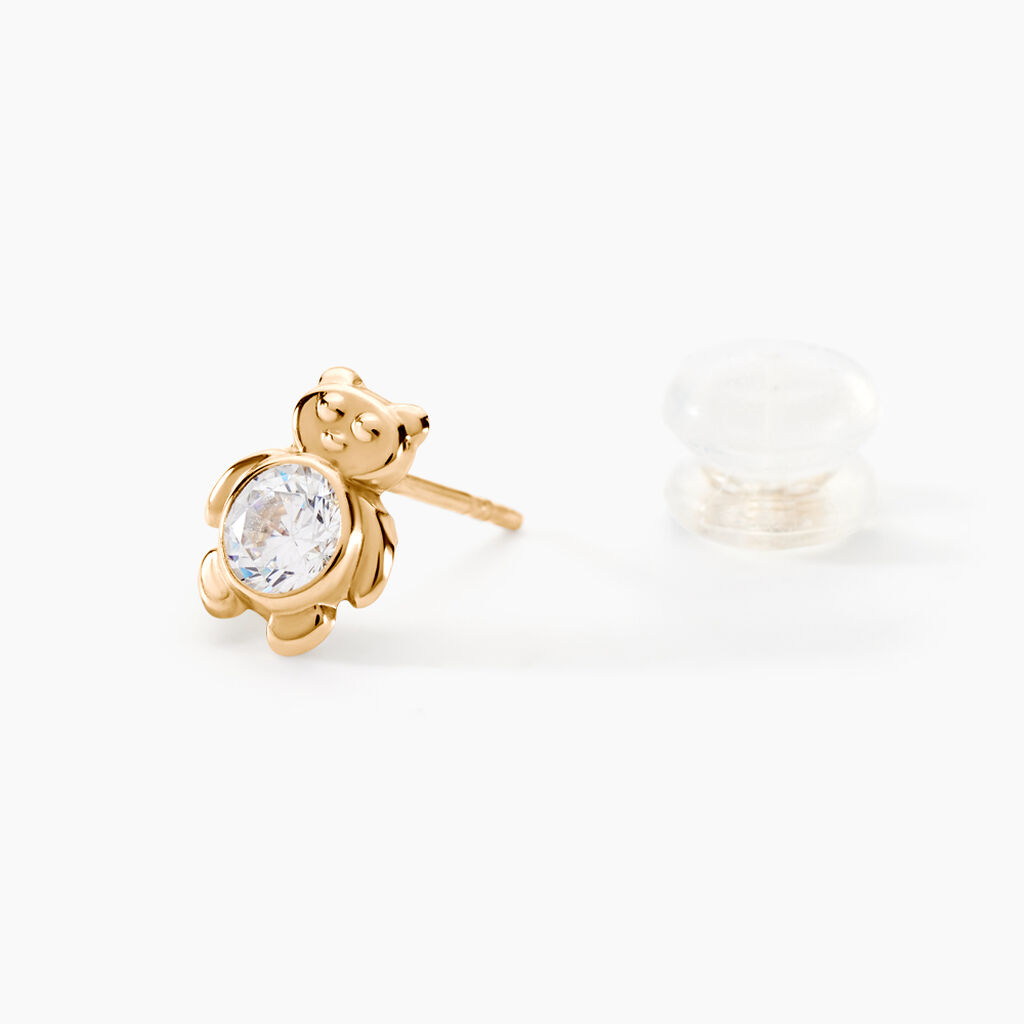 Boucles D'oreilles Puces Winny Or Jaune Oxyde De Zirconium - Clous d'oreilles Enfant | Histoire d’Or