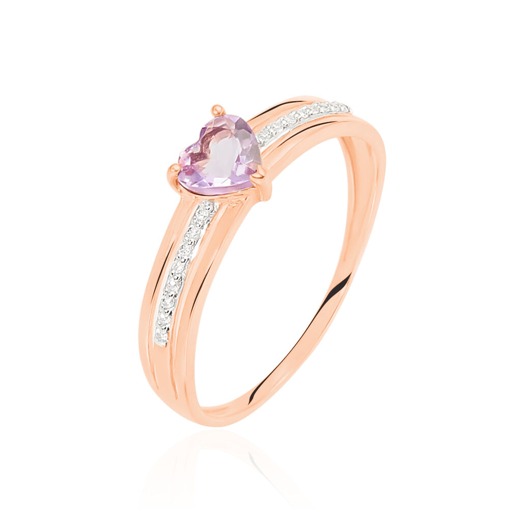 Bague Mayder Or Rose Amethyste Et Oxyde De Zirconium
